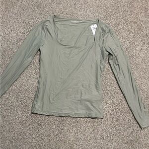 Abercrombie & Fitch Long Sleeve Top in Sage Green